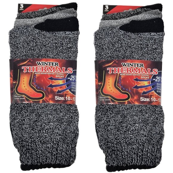 Men Thermal Socks, Warm Winter Crew, Heavy Duty Book Sock, Size 10-13, 6 Pairs - Picture 1 of 4